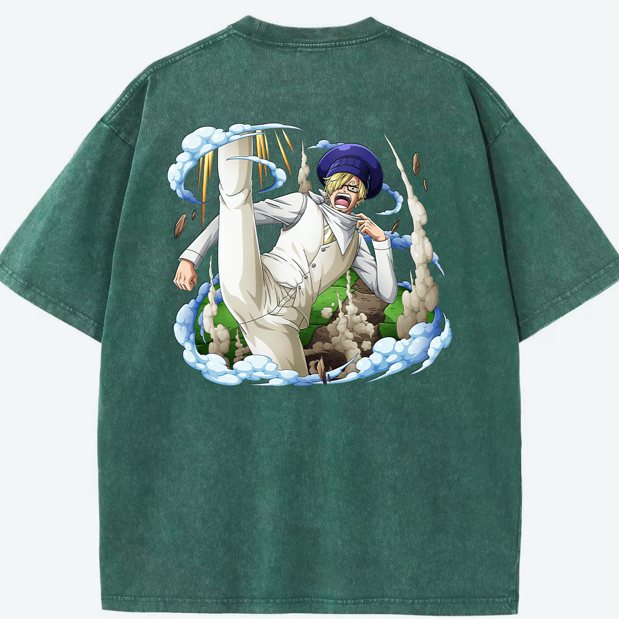ワンピース サンジ ONE PIECE Sanji 綿100% ヴィンテージ風 半袖Tシャツ（背面プリント）